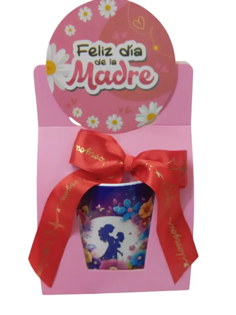 Vaso Decorado Con Moño Feliz Dia De la Madre 