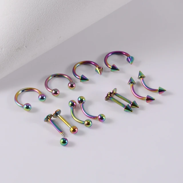 Piercing Básico Multicolor De Diferentes Figuras En Acero