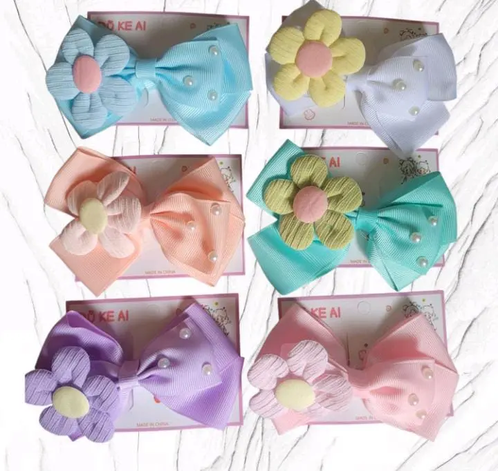 Moño Pinza Flor Con Perlas