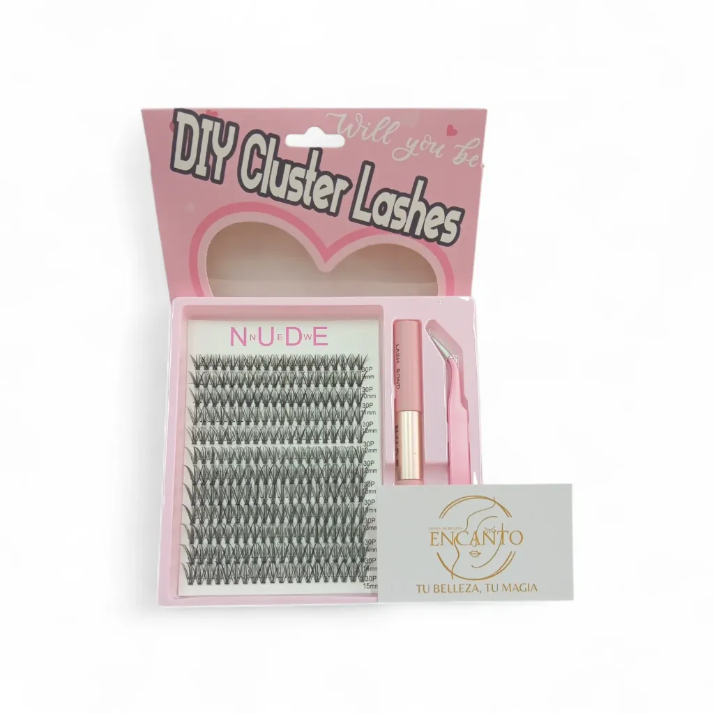 [ZL8385] Set  Pestañas Pinza Pegante Y Sellador DIY Cluster Lashes Mix
