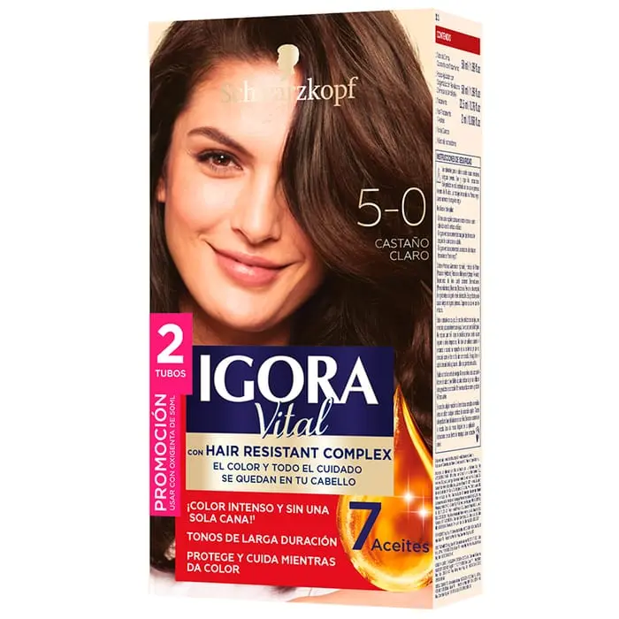 Tinte Igora Vital Con Amoniaco de Schwarzkopf 50 ml (Castaño Claro 5-0)