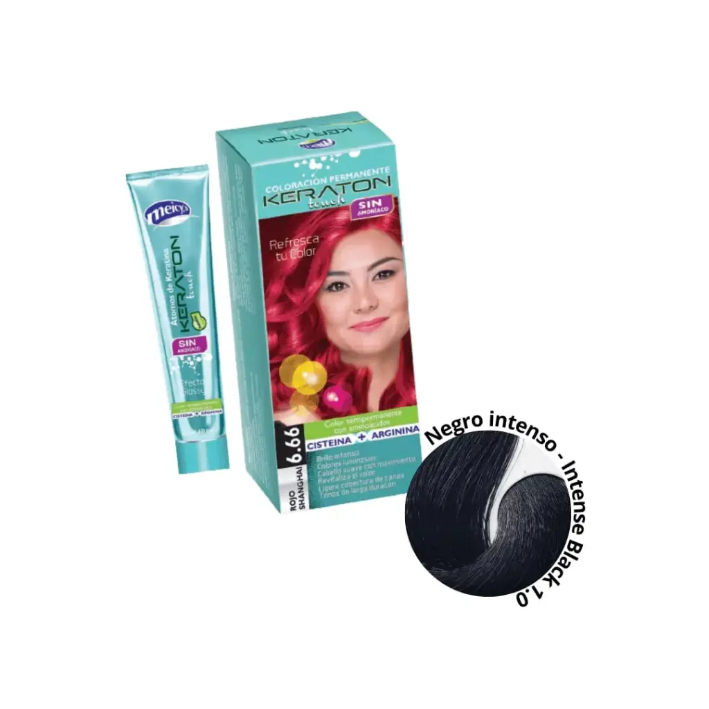 [7707230999564] Tinte Keraton Touch Sin Amoniaco de Meicy's 60 ml (Negro Intenso 1.0)