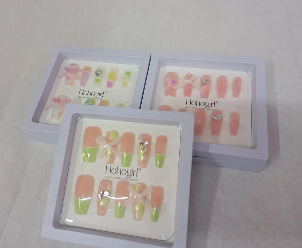 Uñas Press On  Decoradas Hohogirl Moño Tela