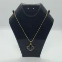 CadenaTrebol Negro Rodio