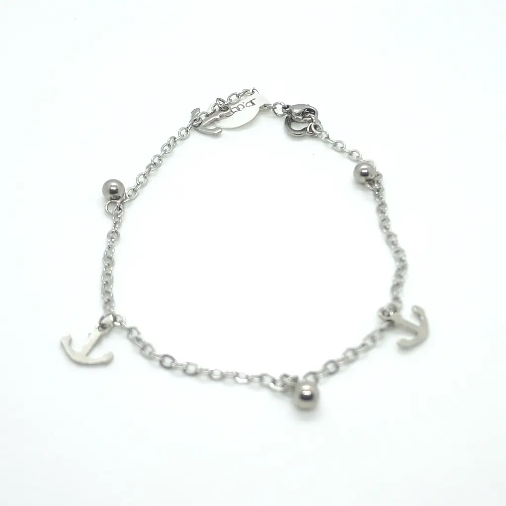 Tobillera Anclas Plateada