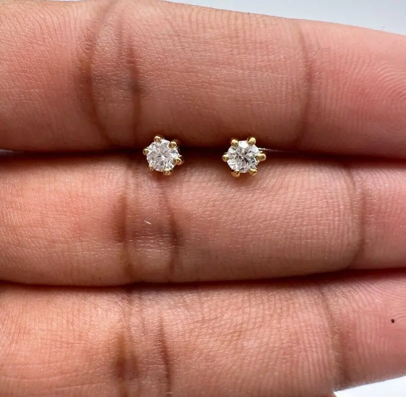 Aretes Topos En Rodio Dorado