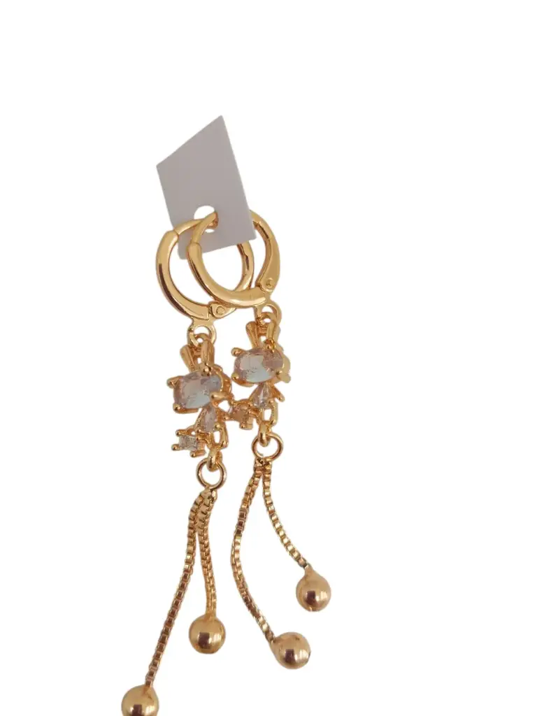 Candongas Doradas Con Colgante Diamante