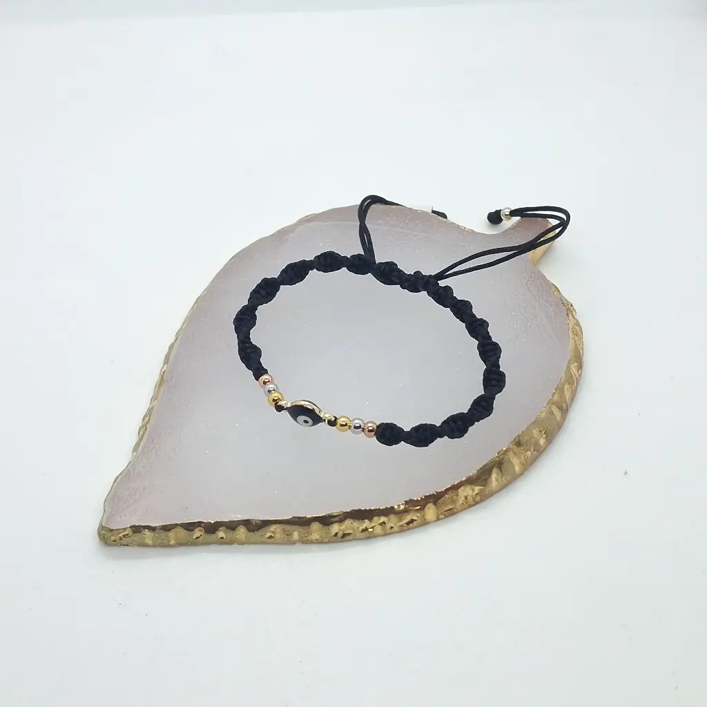 [ENC0000000000364ACC] Pulsera Tejida 3 Oros Con Dije De Ojo