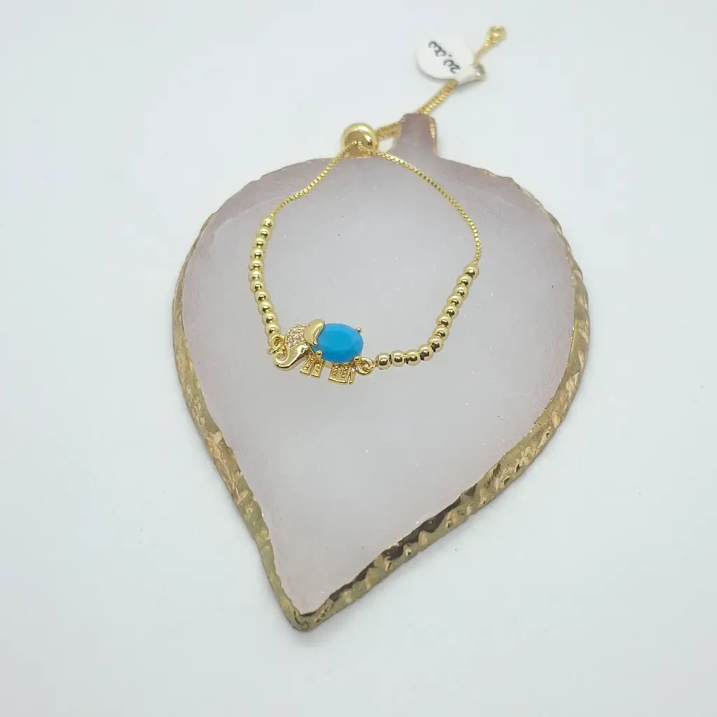 Pulsera Balines Rodio Elefante Azul