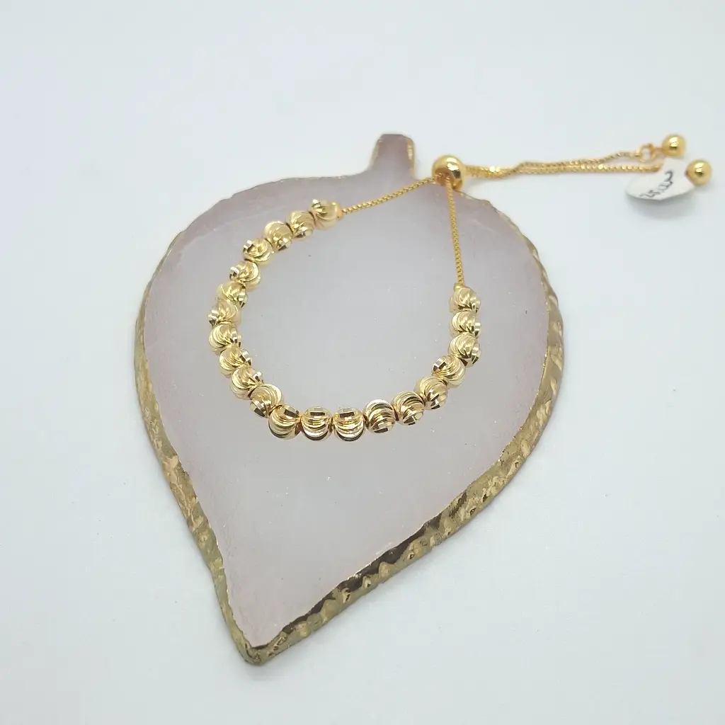 Pulsera Balin Dorada Onix 8mm Sin Dije