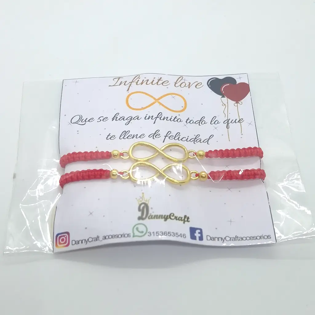 Pulsera Cartón Tejida Infinito x 2