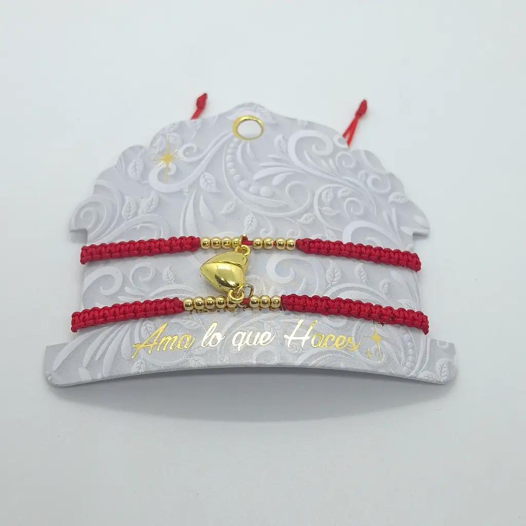 Pulsera Cartón Corazón Imantado x 2