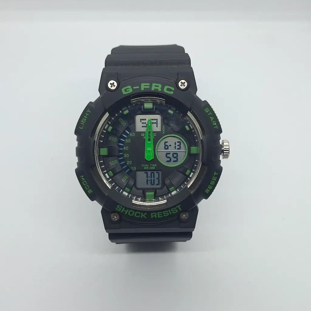 Reloj Deportivo Negro y Verde Hombre
