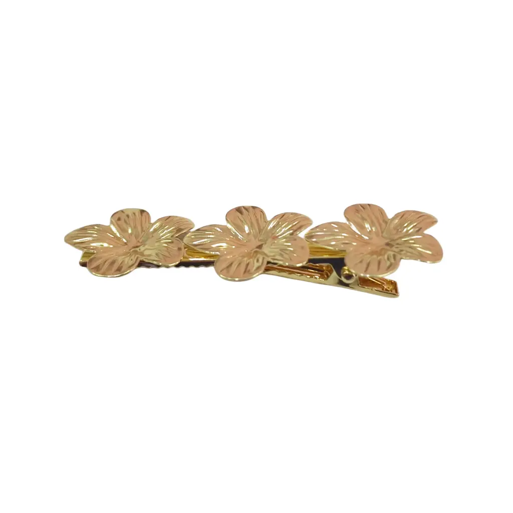 Clip Tres Flores Dorada Beautiful Jewelry
