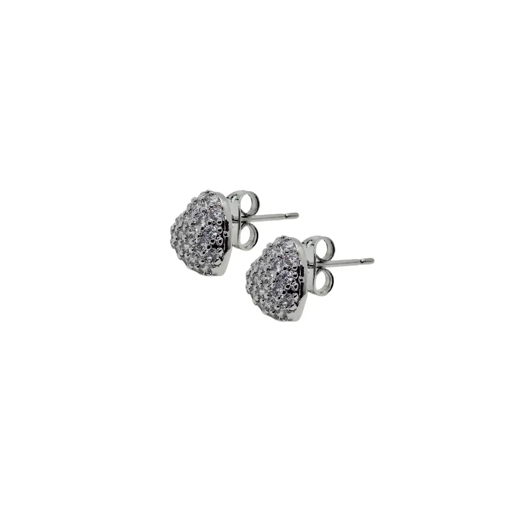 Aretes Corazón Plateado Con Piedras