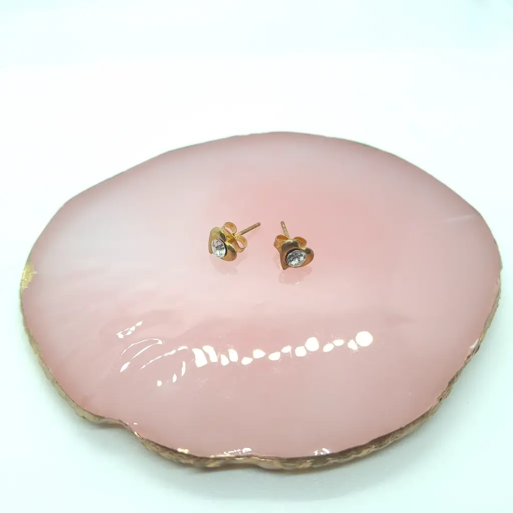 Topitos Corazón Dorados Con Diamante