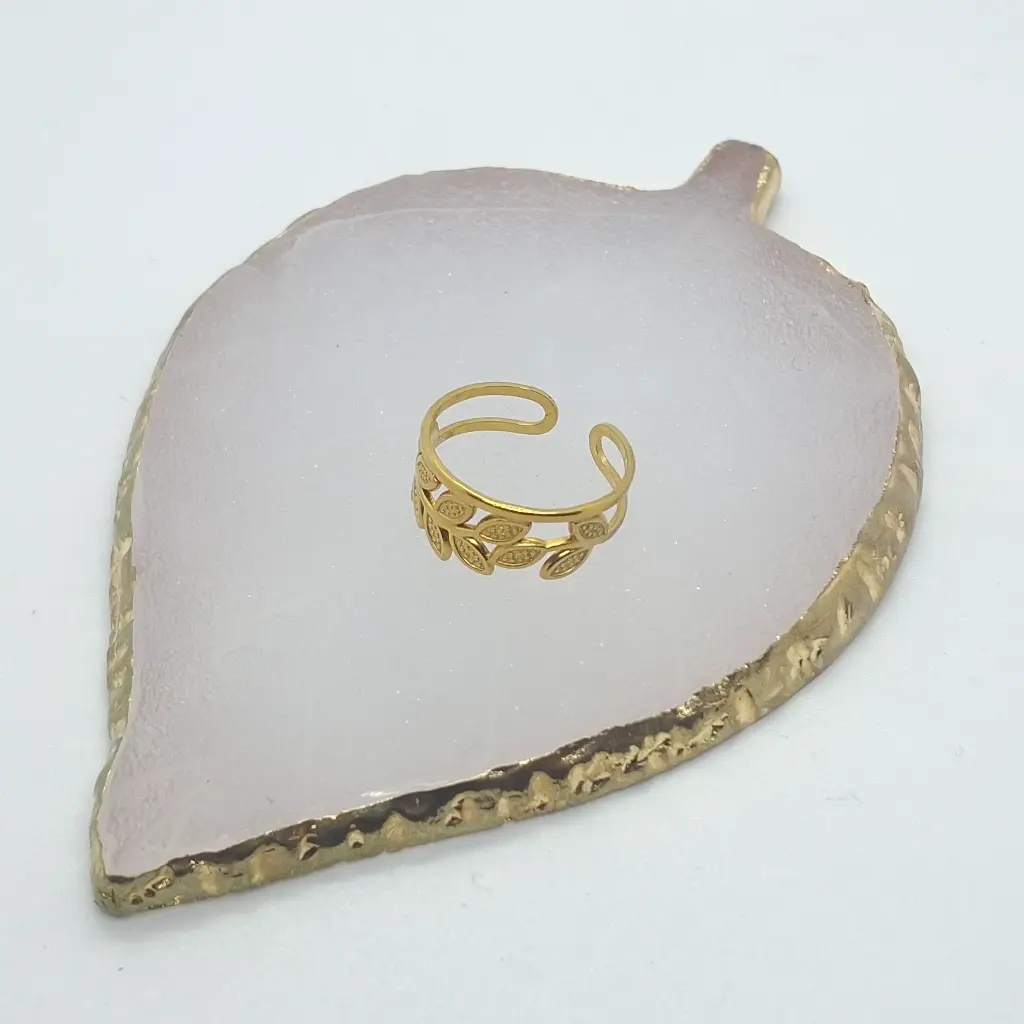 Anillo Dorado Graduable Hojas