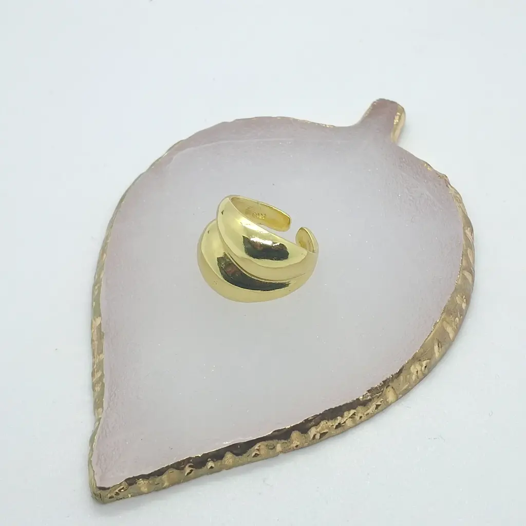Anillo Dorado Grueso 2 Lineas