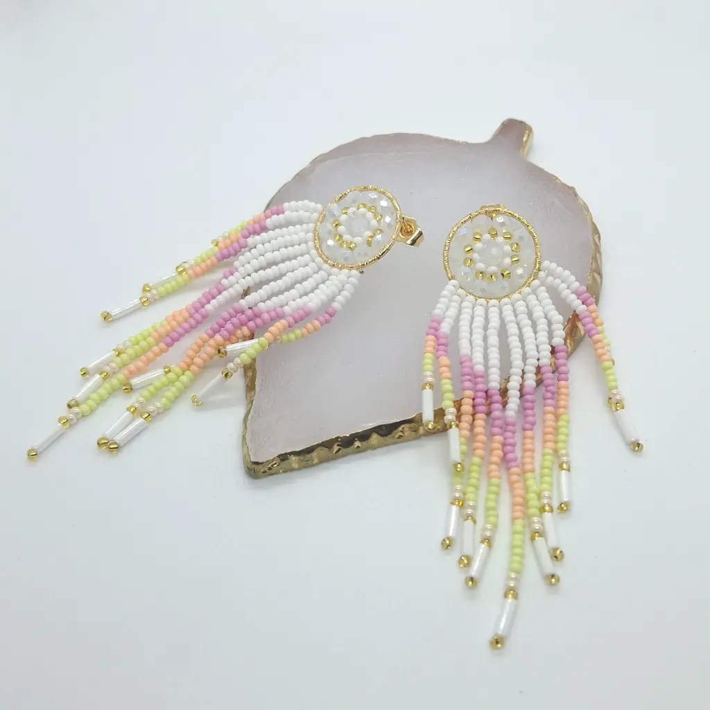 Aretes Tejidos Mostacilla Atrapasueños