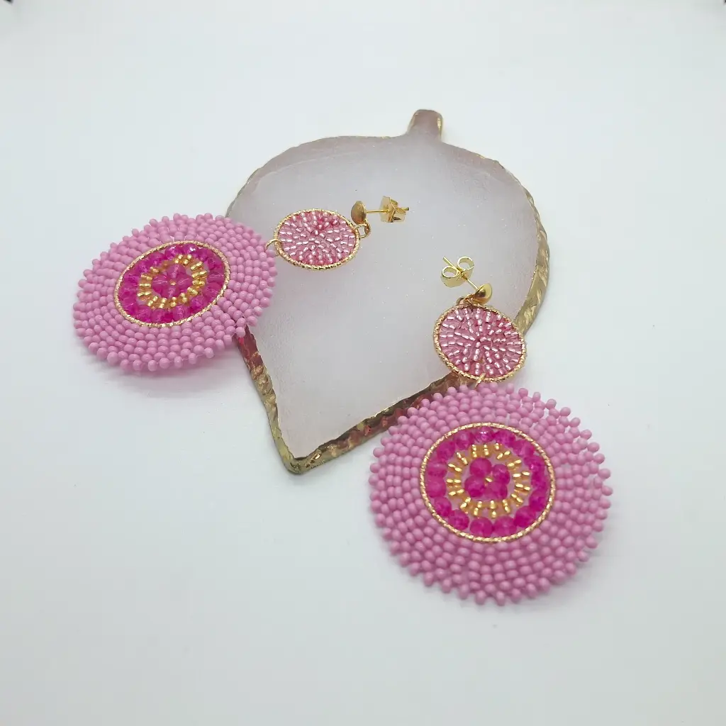 Aretes Topitos Tejidos Mostacilla