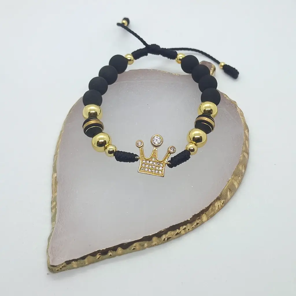 Pulsera Neopreno Negro Dije Corona