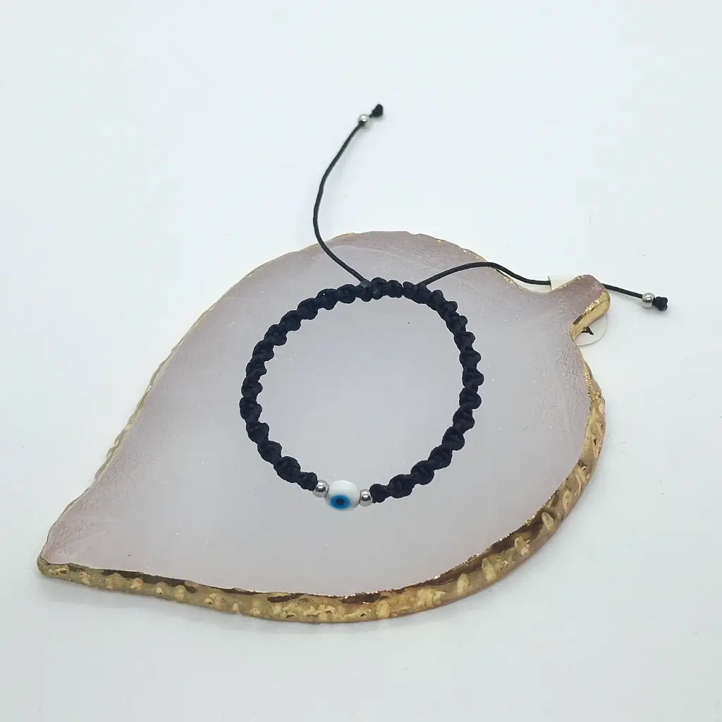 Pulsera Tejida en Remolino Con Dije Ojo Turco