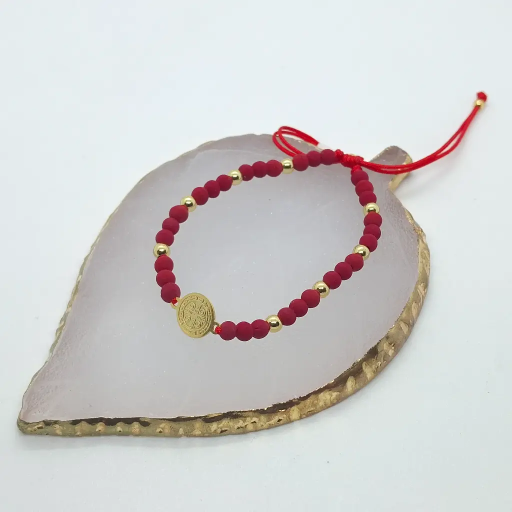 Pulsera Neopreno y Acero Con San Benito 1cm