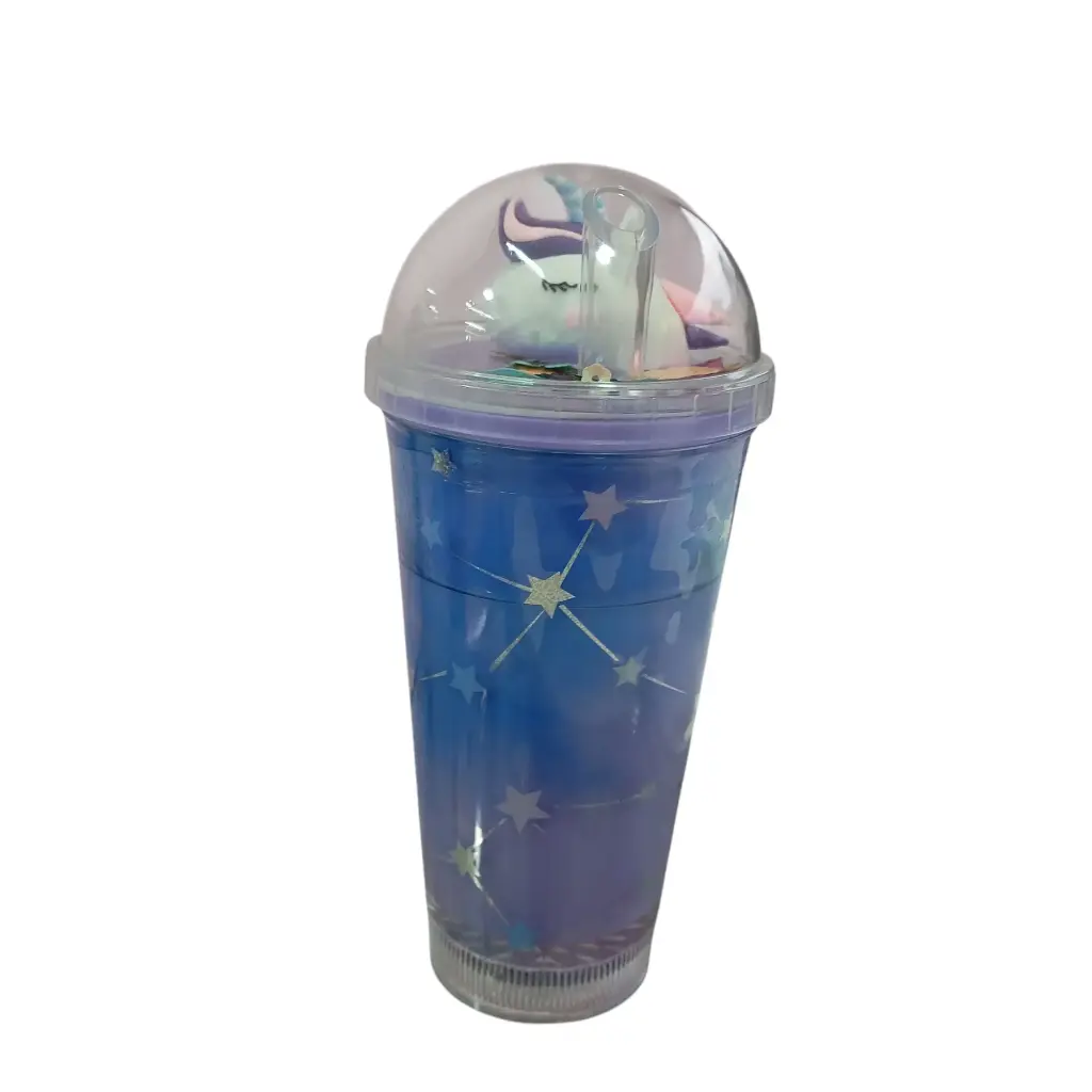 Vaso Pitillo Unicornio Con Luces