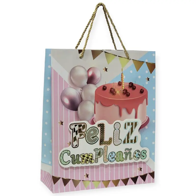 Bolsa Regalo Feliz Cumpleaños Con Relieve
