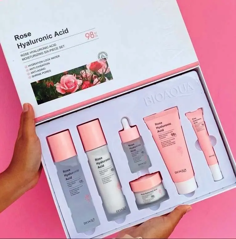 Kit Facial Bioaqua  Rejuvenecedor-Aclarador - Jabón, Tónico, Suero, Loción, Crema Hidratante, Contorno De Ojos