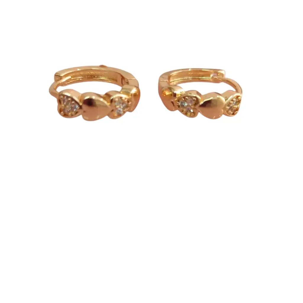 Candongas Over Gold con Corazones y Brillantes 