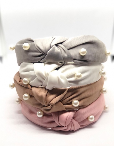 [ENC0000000001666CAP] Diadema de Tela Con Perlas Blancas