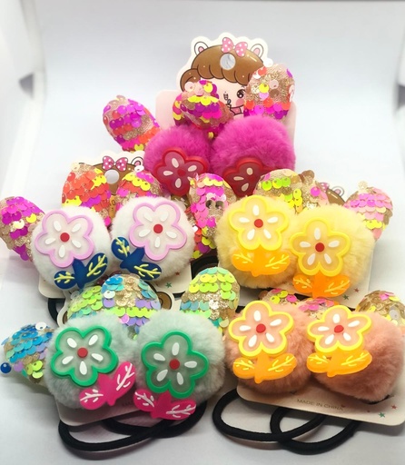 [ENC0000000001562CAP] Carton Moña Pompon Orejas Flor x2