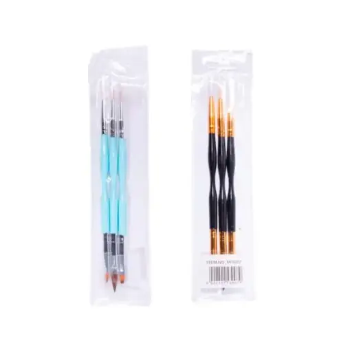 [ENC0000000000445UÑA] Pincel Para Uñas 3 Piezas Doble Punta