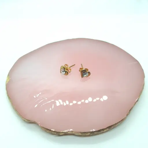 Topitos Corazón Dorados Con Diamante