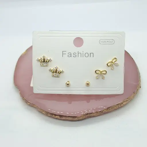 Set x3 Topitos Dorados Corona Fashion