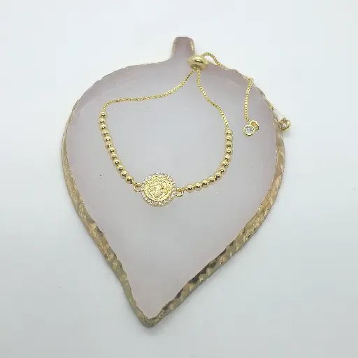 [ENC0000000000761ACC] Pulsera Balines Rodio Virgen De Guadalupe Diamantada