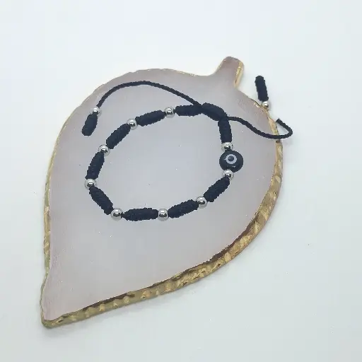 Pulsera Con Nudos, Balines y Ojo Turco