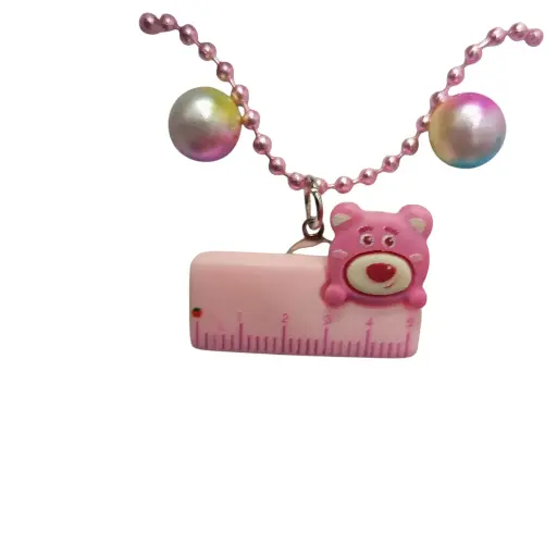 Set Niña Aretes Y Collar Oso Rosa