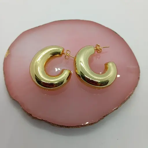 [ENC0006] Candongas Gruesas En Forma de C Doradas en Rodio