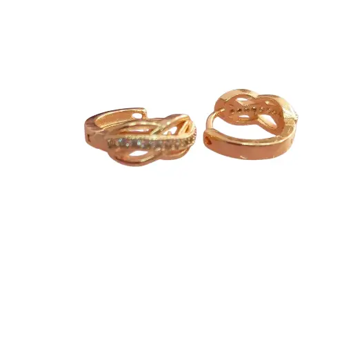 [ENC0000000000996ACC] Candongas Over Gold Doradas con Diseño Trenzado y Brillantes 