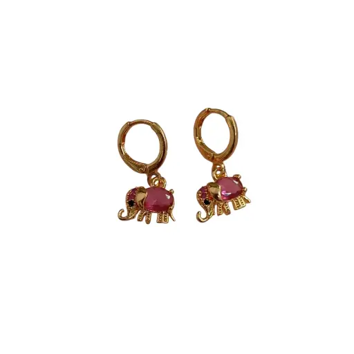 [ENC0000000000998ACC] Candongas Over Gold con Elefante y Piedra Roja 