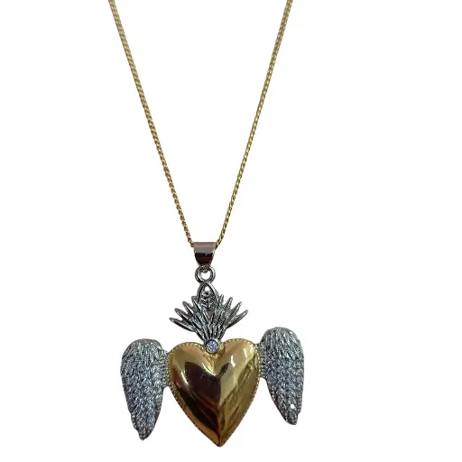 [ENC0000000001001ACC] Cadena Delgada Con Dije De Corazon Con Alas En Rodio