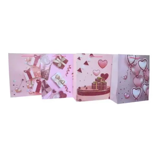 Bolsa De Regalo Grande Rosa Con Escarcha