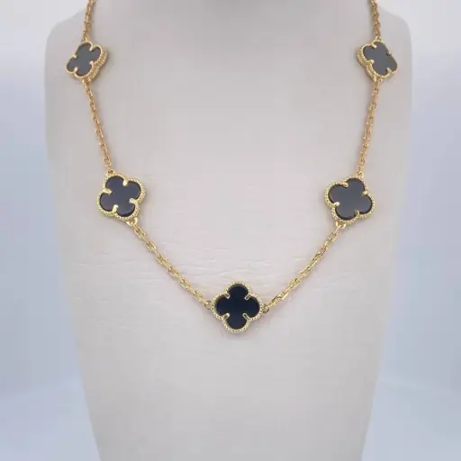 [ENC0000000001028ACC] Collar De Trébol Onix Negro 68.6cm