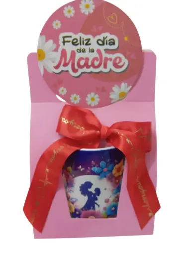 Vaso Decorado Con Moño Feliz Dia De la Madre 