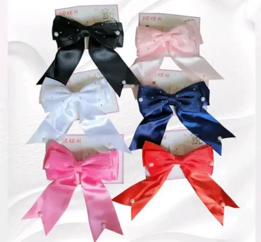 [JR25105] Moño Pinza Satín Con Perlitas