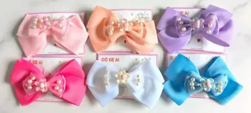 [JR25109] Moño Pinza Flor Con Perlas