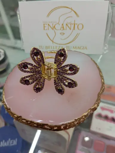 [JR25331] Gancho Flor con Pierdas Moradas 